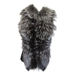 Gianfranco Ferre Black Silver Fox Fur Leather Vest