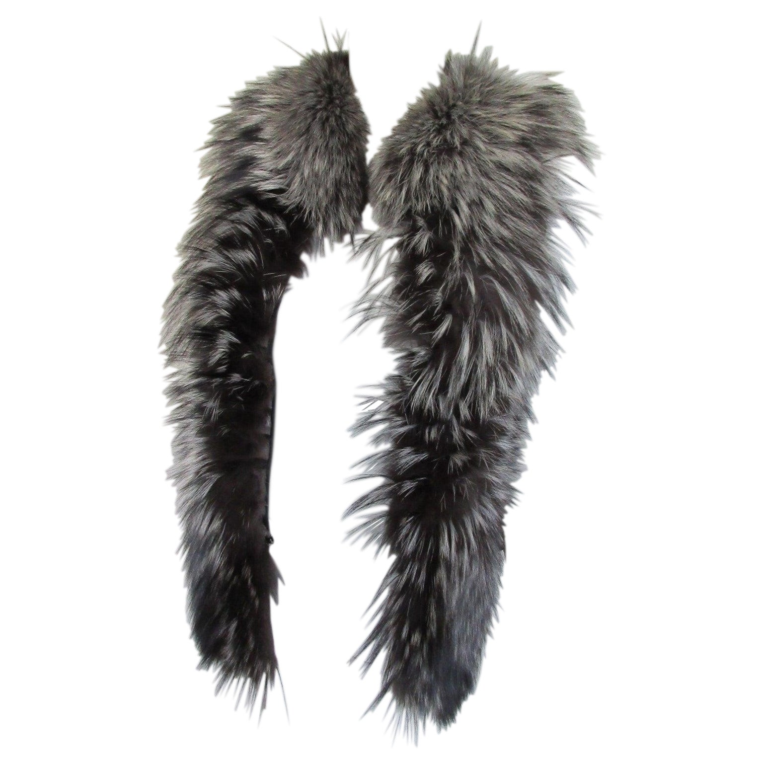 Gianfranco Ferre Gilet in pelle con pelliccia di volpe nera e argento