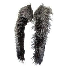 Gianfranco Ferre Gilet in pelle con pelliccia di volpe nera e argento