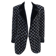 Gianfranco Ferre Black Velvet & Chenille Tux Style Jacket, 1980's