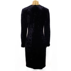 Gianfranco Ferré Black Velvet Dress 1990s - Baroque Embroidered Jewel Neck