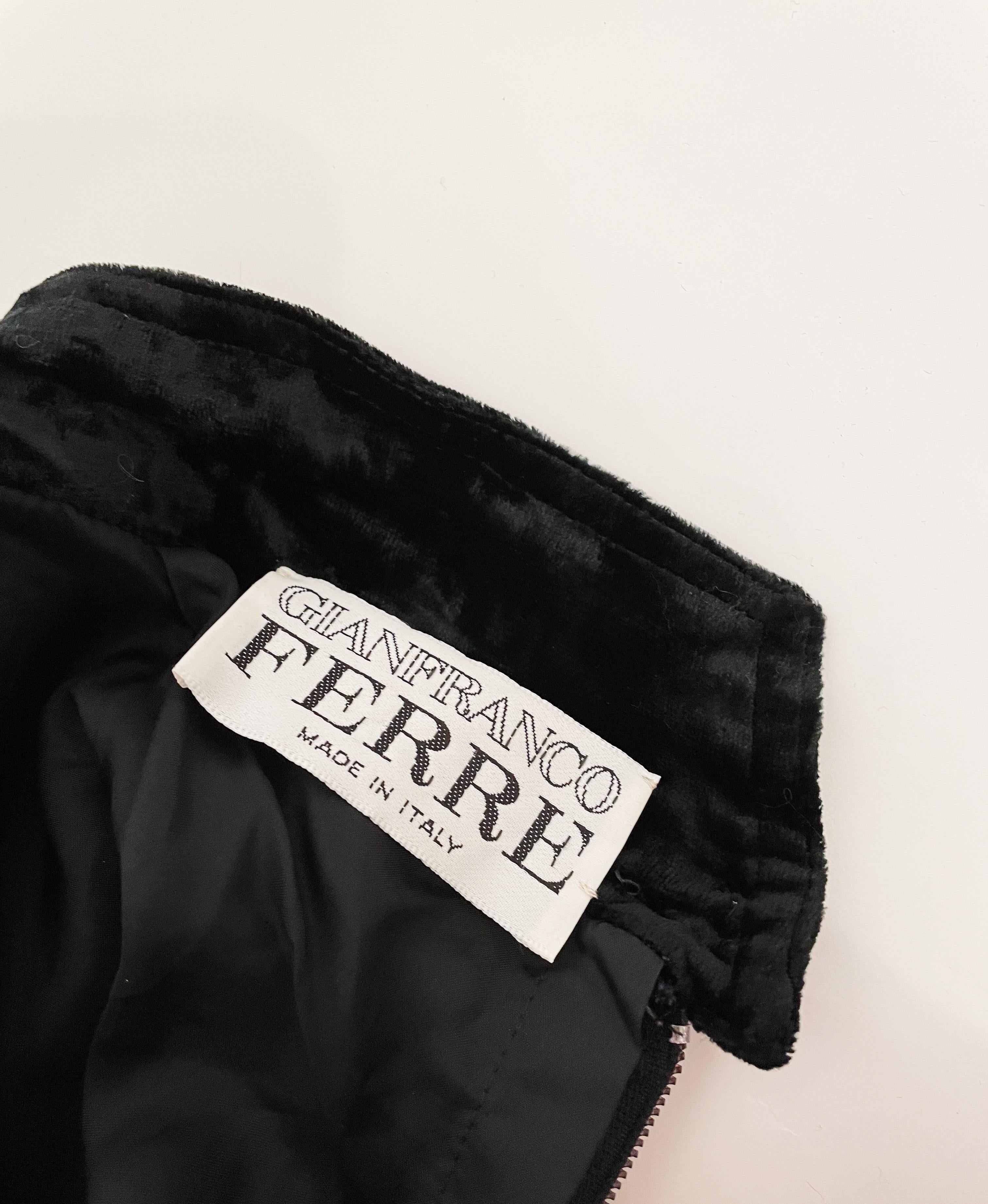 Gianfranco Ferre Black Velvet Midi Skirt  For Sale 3