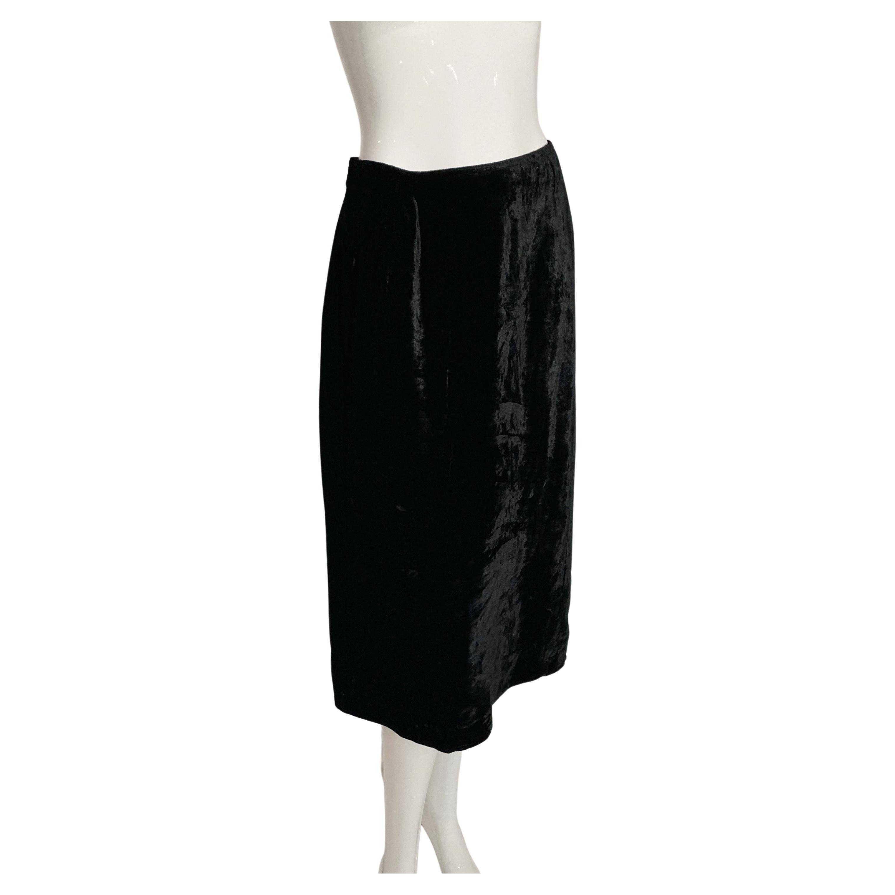 Gianfranco Ferre Black Velvet Midi Skirt  For Sale