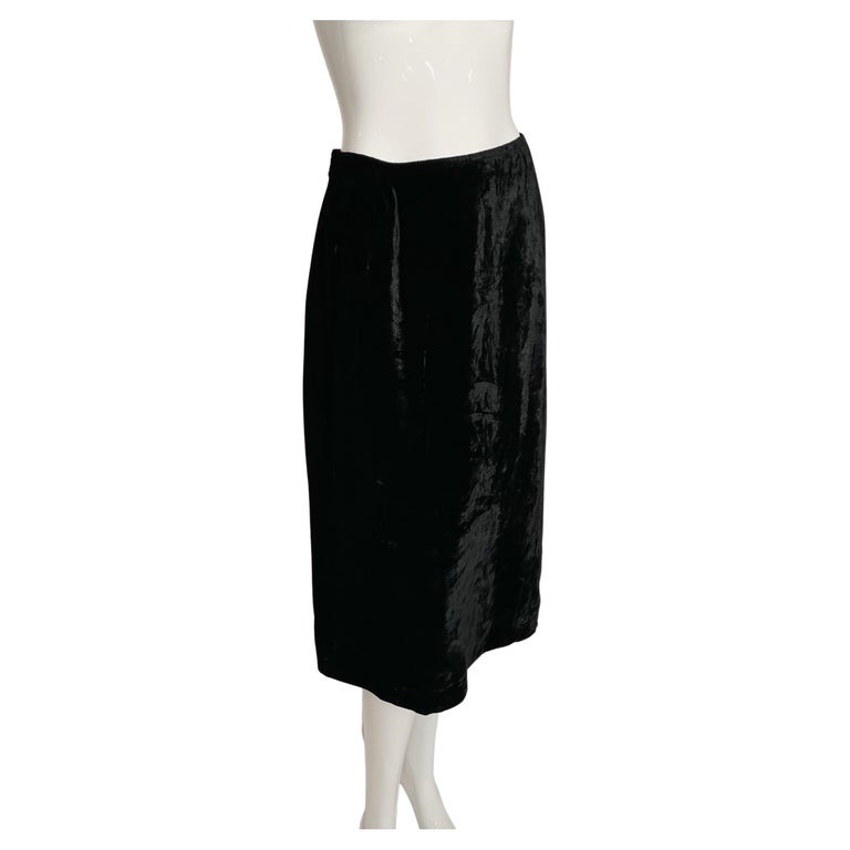 Gianfranco Ferre Black Velvet Midi Skirt For Sale at 1stDibs