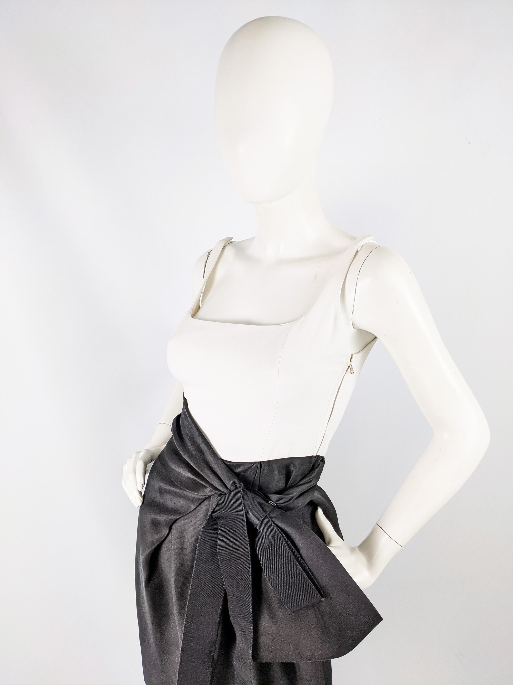 Gianfranco Ferre Black & White Silk Bow Party Dress For Sale 1