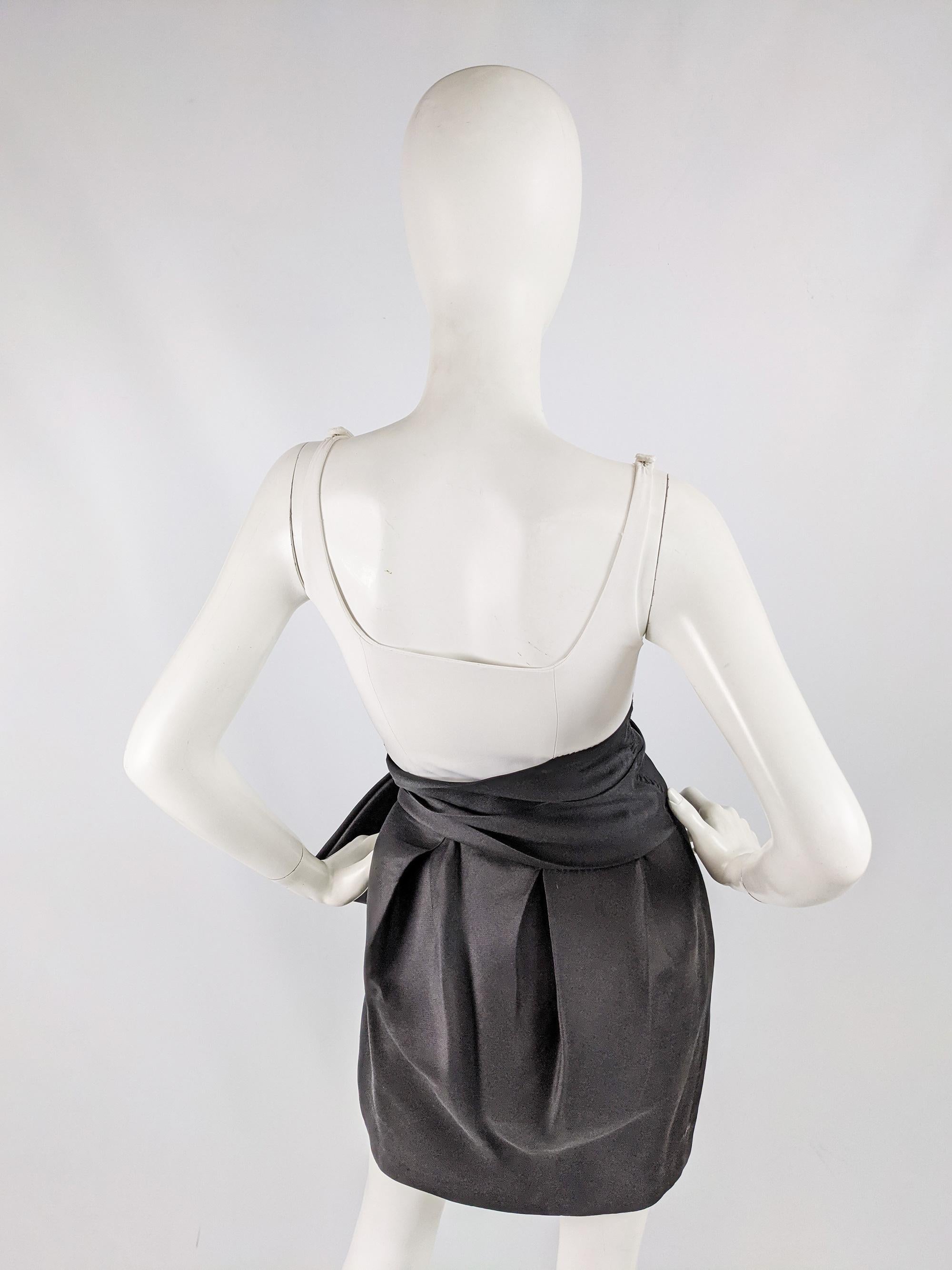 Gianfranco Ferre Black & White Silk Bow Party Dress For Sale 2