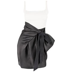 Gianfranco Ferre Black & White Silk Bow Party Dress