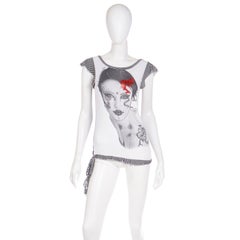 Gianfranco Ferre Black & White Vintage Novelty Top W Woman's Face & Rhinestones
