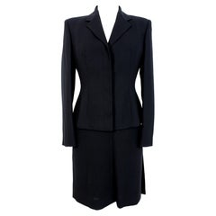 Retro Gianfranco Ferre Black Wool Evening Suit Dress