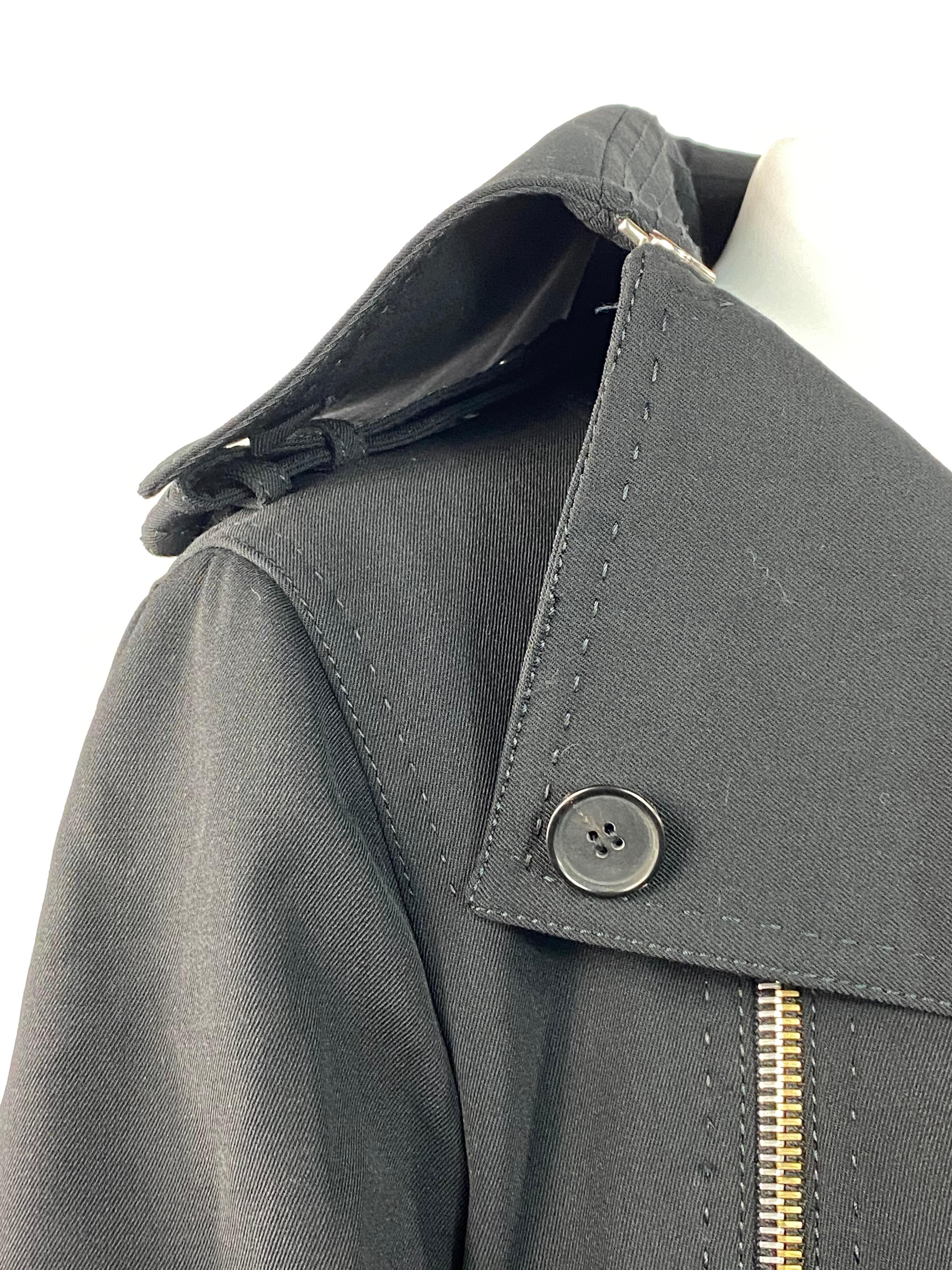 Gianfranco Ferre Black Wool Long Coat Jacket w/ Belt Size 44 For Sale 8