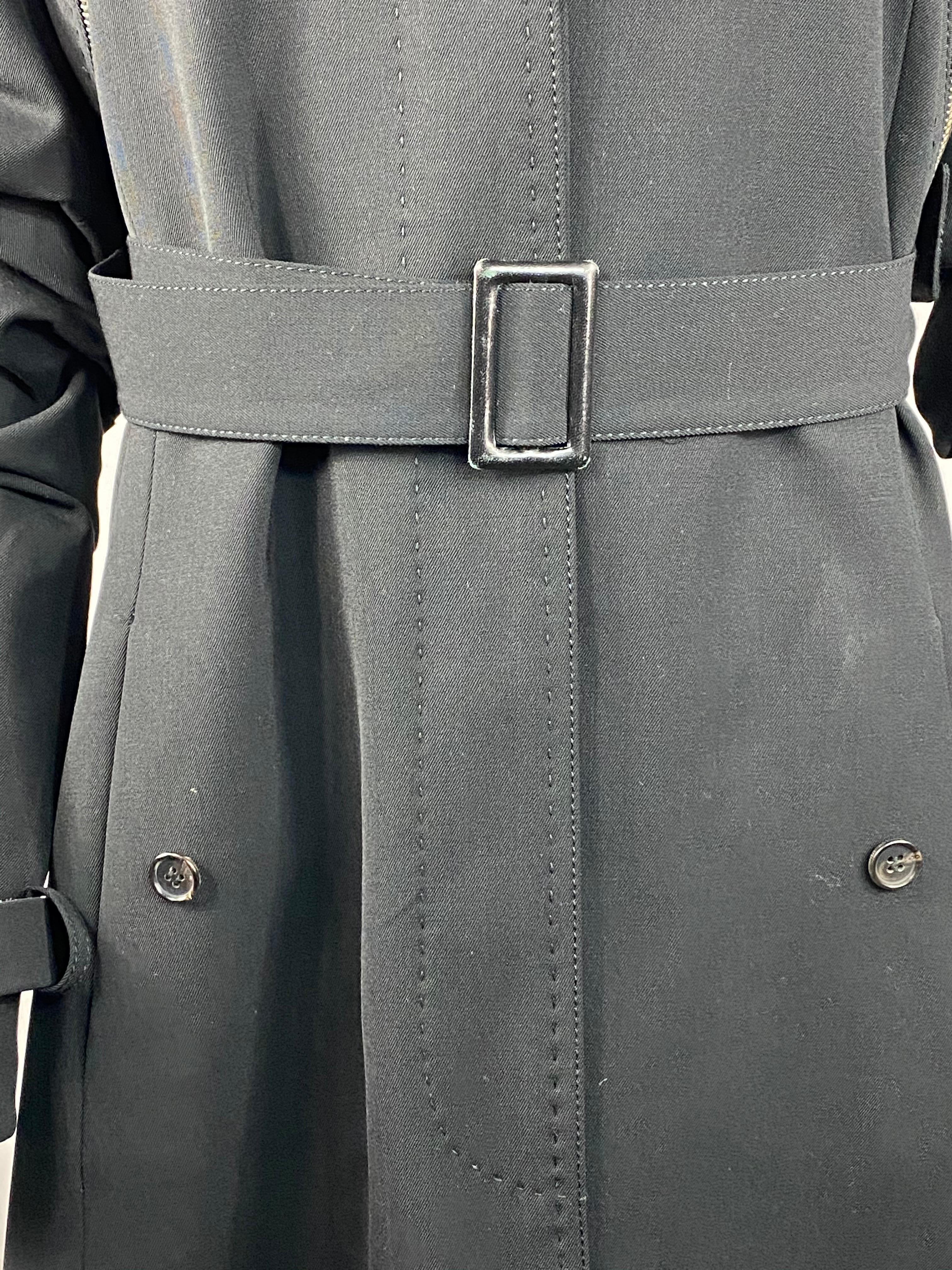 Gianfranco Ferre Black Wool Long Coat Jacket w/ Belt Size 44 For Sale 9