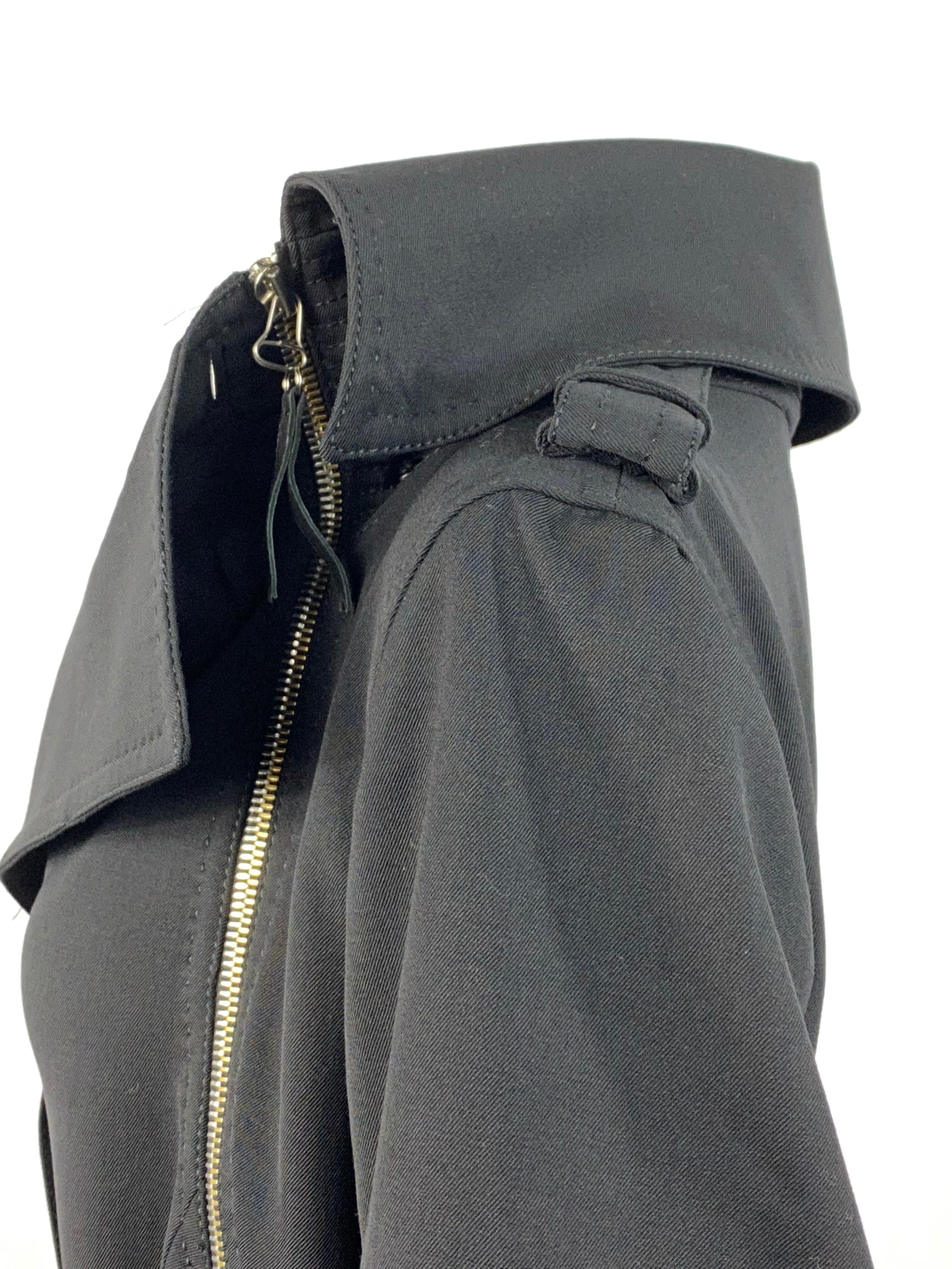 Women's or Men's Gianfranco Ferre Black Wool Long Coat Jacket w/ Belt Size 44 For Sale