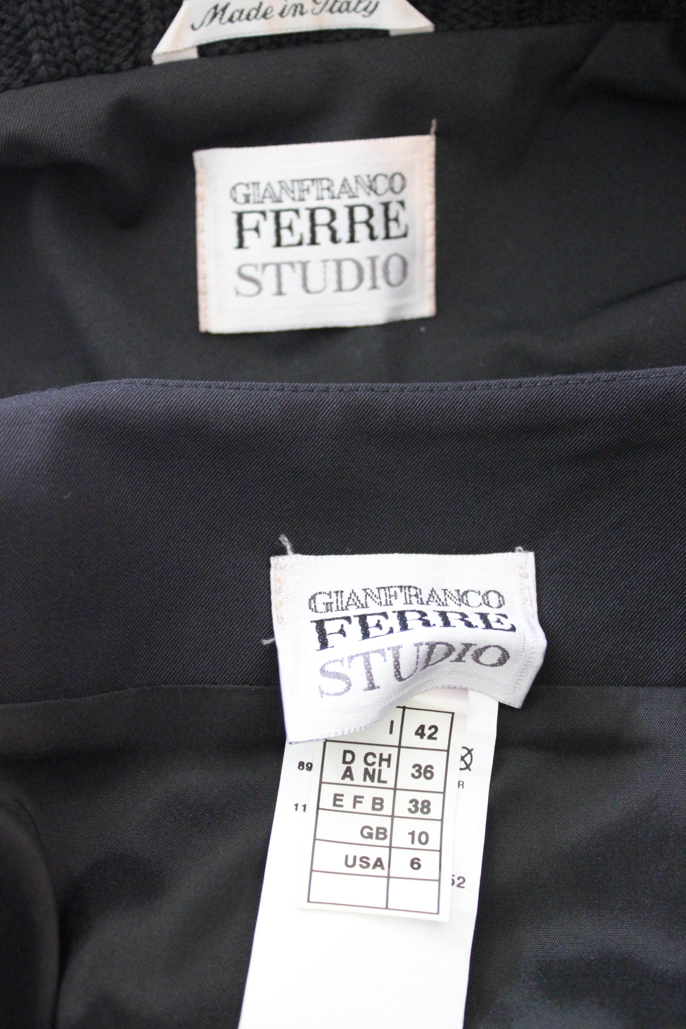 Gianfranco Ferre Black Wool Suit Skirt 4