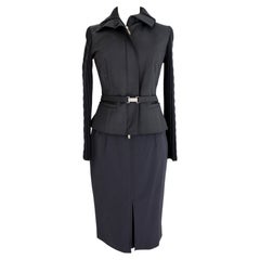 Gianfranco Ferre Black Wool Suit Skirt