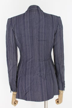 Gianfranco Ferrè Blue White Vintage Pinstripe Blazer 80s