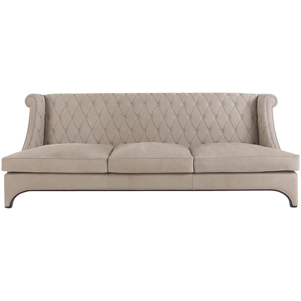 Gianfranco Ferre Bradmore Three-Seat Sofa in Beige Leather For Sale