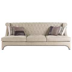 Gianfranco Ferre Bradmore Three-Seat Sofa in Cream Leather
