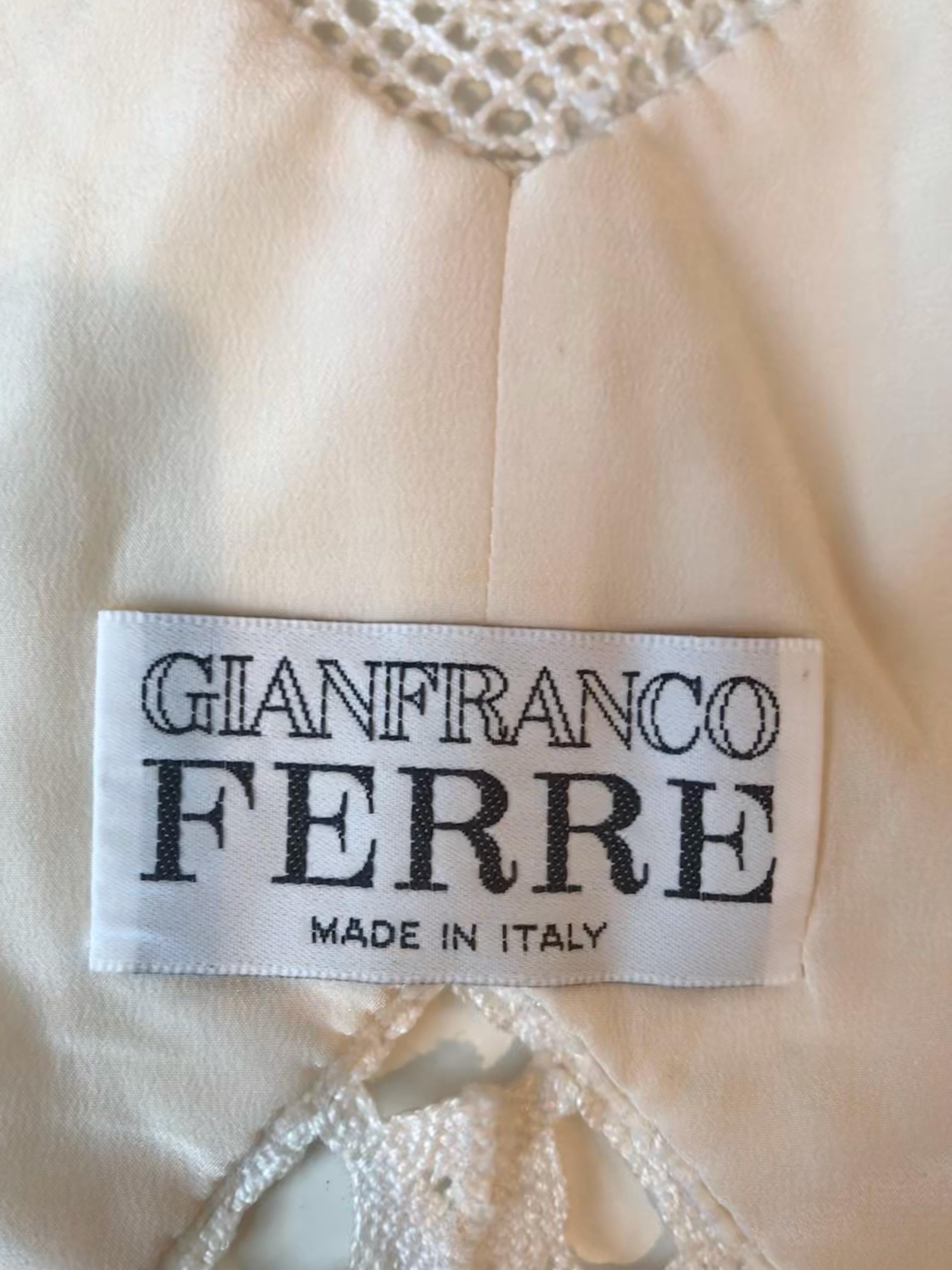 Gianfranco Ferre Brocade Crochet Lace & Pom Pom Detail Jacket and Skirt Ensemble For Sale 8