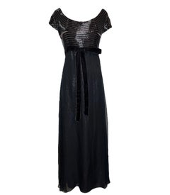 Gianfranco Ferre Brown Beaded Chiffon Gown, 1990s