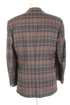 Gianfranco Ferre Brown Blue Wool Tartan Jacket