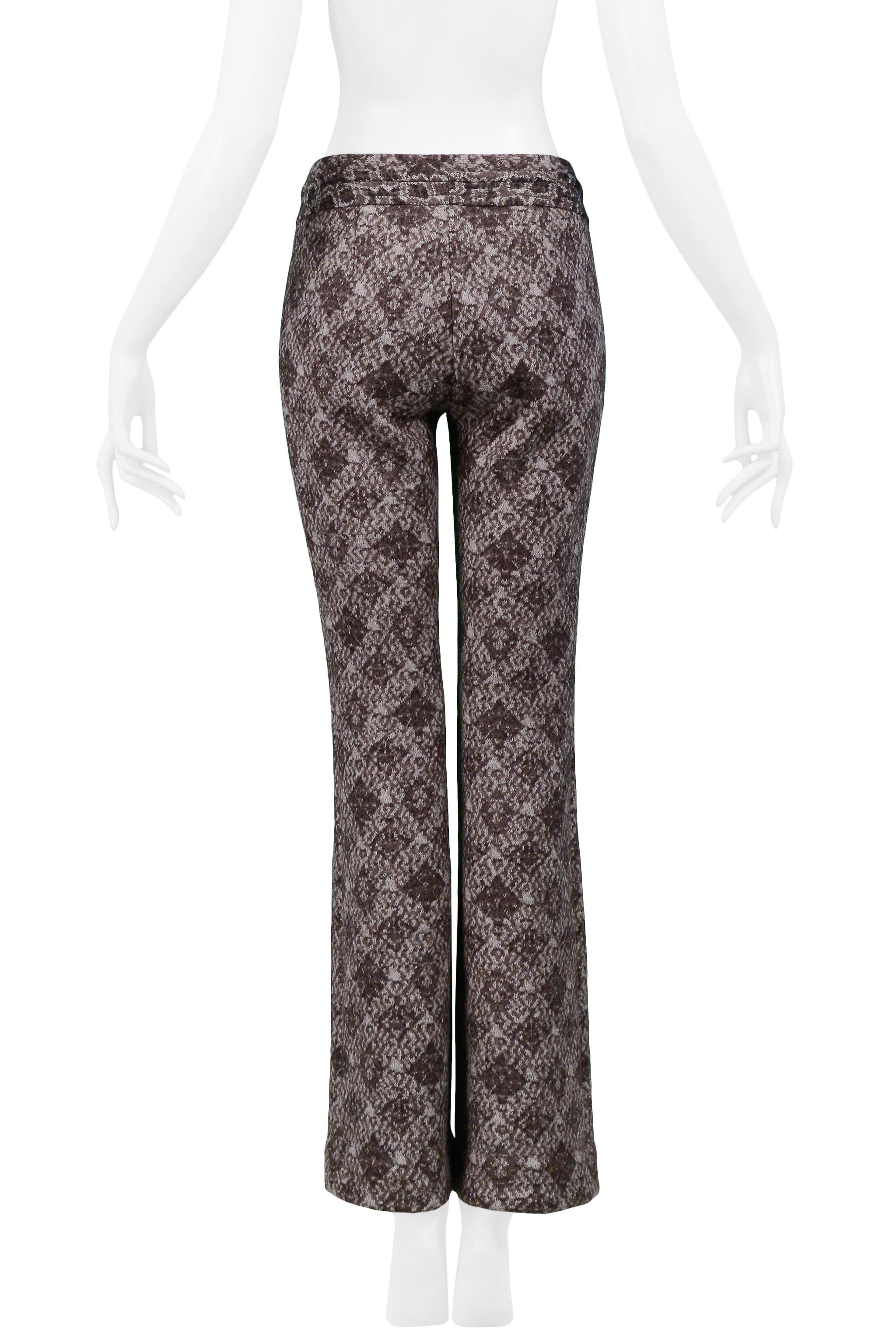 Gianfranco Ferre Brown Fur & Geometric Print Vest and Pants Ensemble 2006 For Sale 5