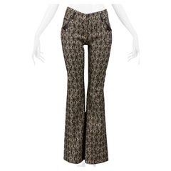 Gianfranco Ferre Brown Logo Pants With Leather Trim 2006