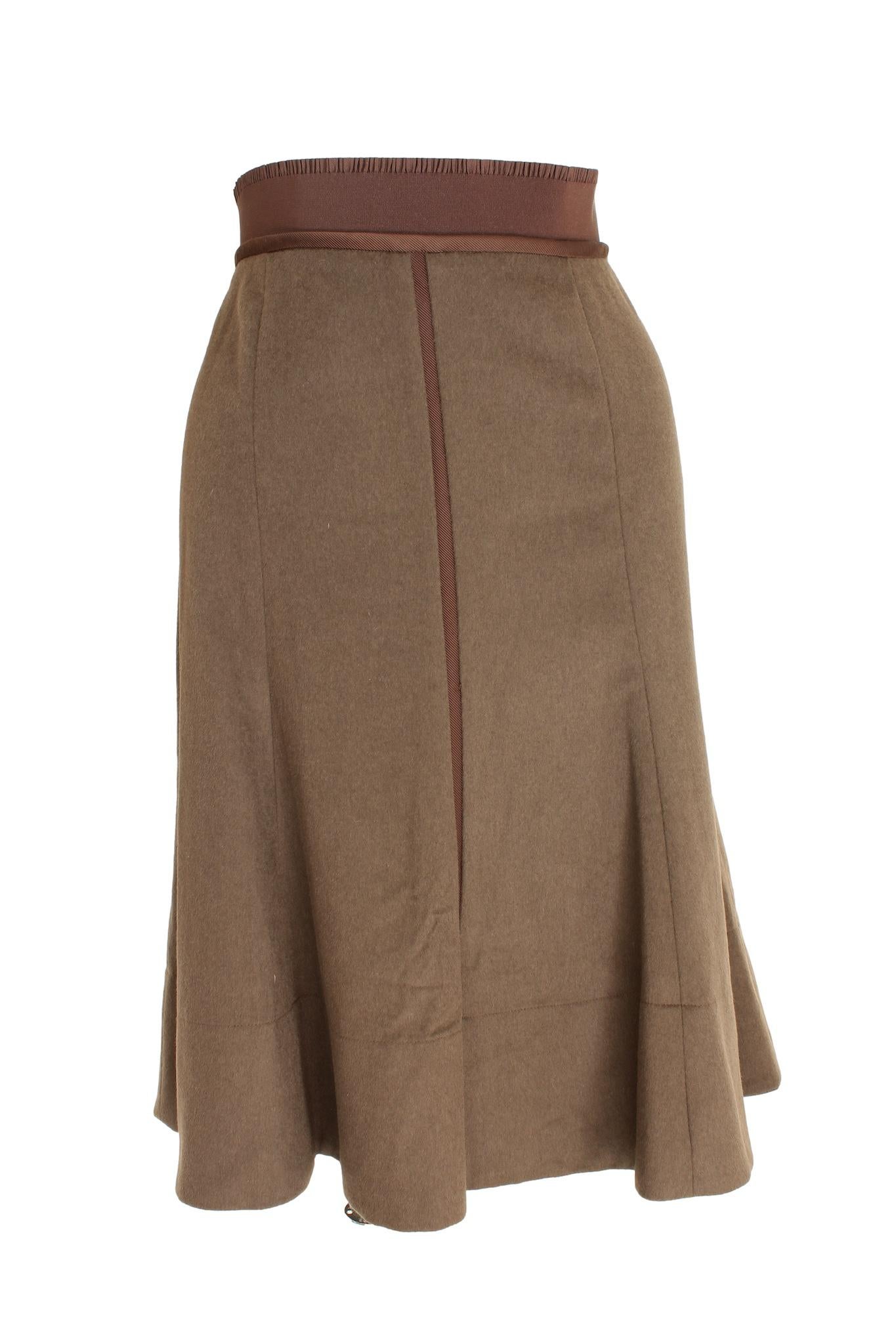 Gianfranco Ferre Brown Orylag Cashgora Classic Skirt Suit 1990s 4