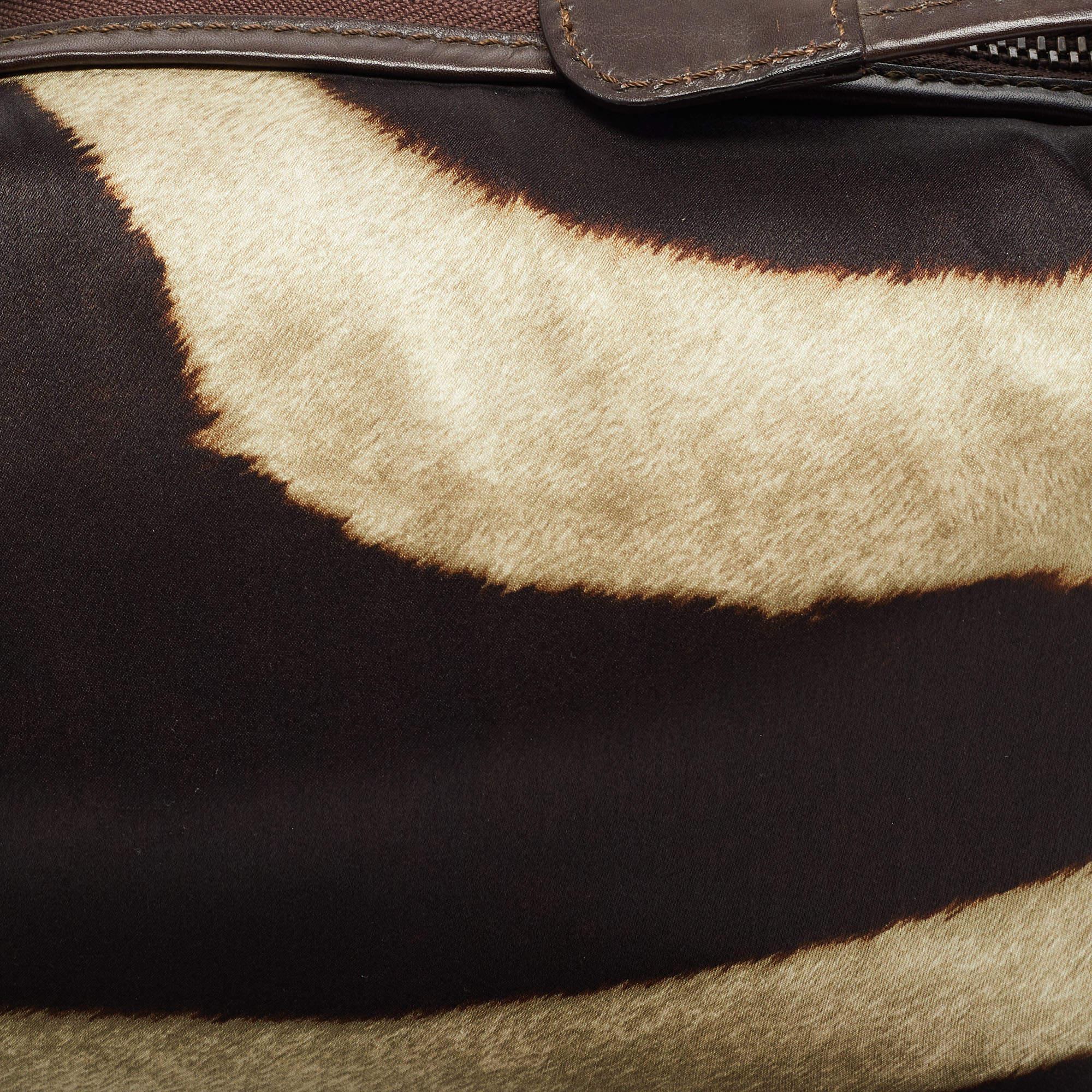  Gianfranco Ferre Brown Sac à bandoulière en cuir et satin imprimé zèbre Tribe Pour femmes 