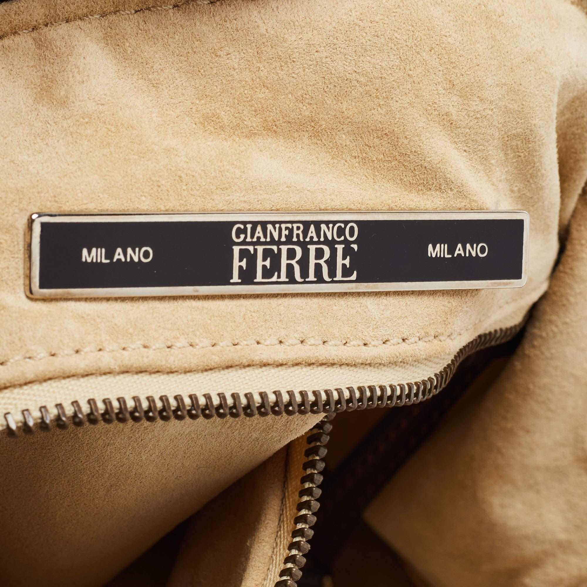 Gianfranco Ferre Brown Sac à bandoulière en cuir et satin imprimé zèbre Tribe 3