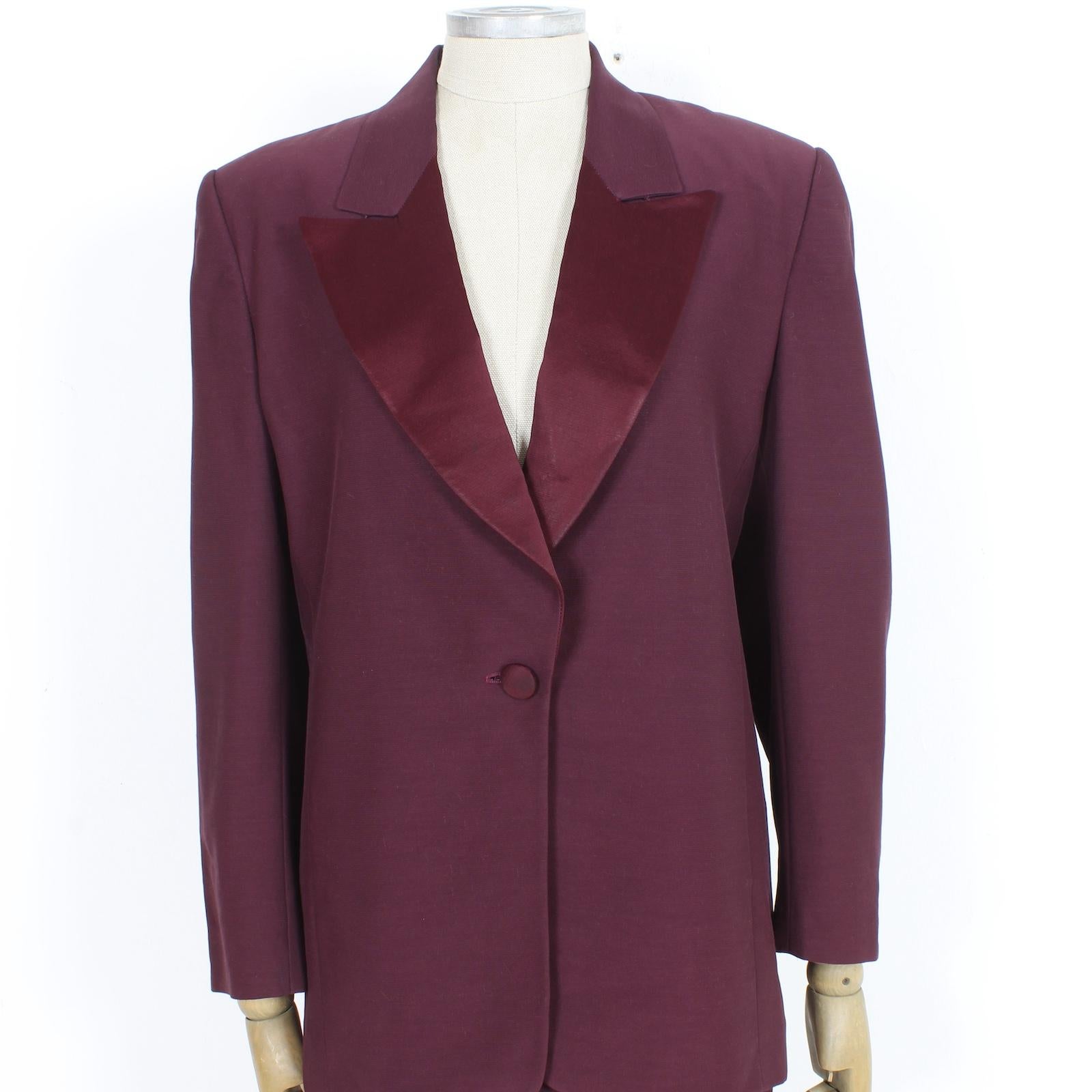 Gianfranco Ferrè Burgundy Wool Classic Skirt Suit 1980s 1