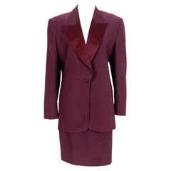 Vintage Gianfranco Ferrè Burgundy Wool Classic Skirt Suit 1980s