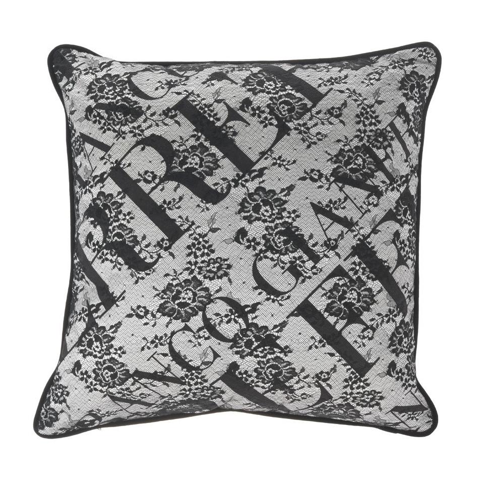 Gianfranco Ferré Burlesque Macro Pillow in Grey and White in Silk and Lace For Sale