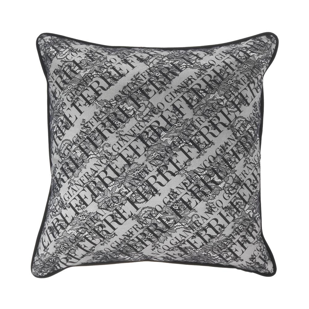 Gianfranco Ferré Burlesque Small Pillow in Grey and White in Silk and Lace For Sale