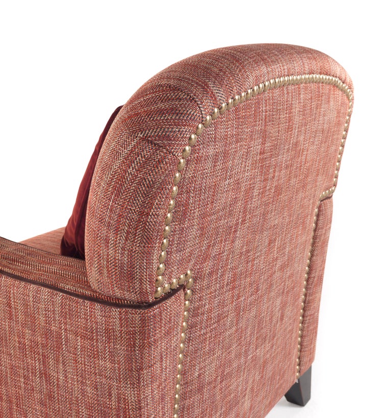 Gianfranco Ferré Home Cardiff Armchair In Woven Chevron Lobster Fabric For Sale At 1stdibs