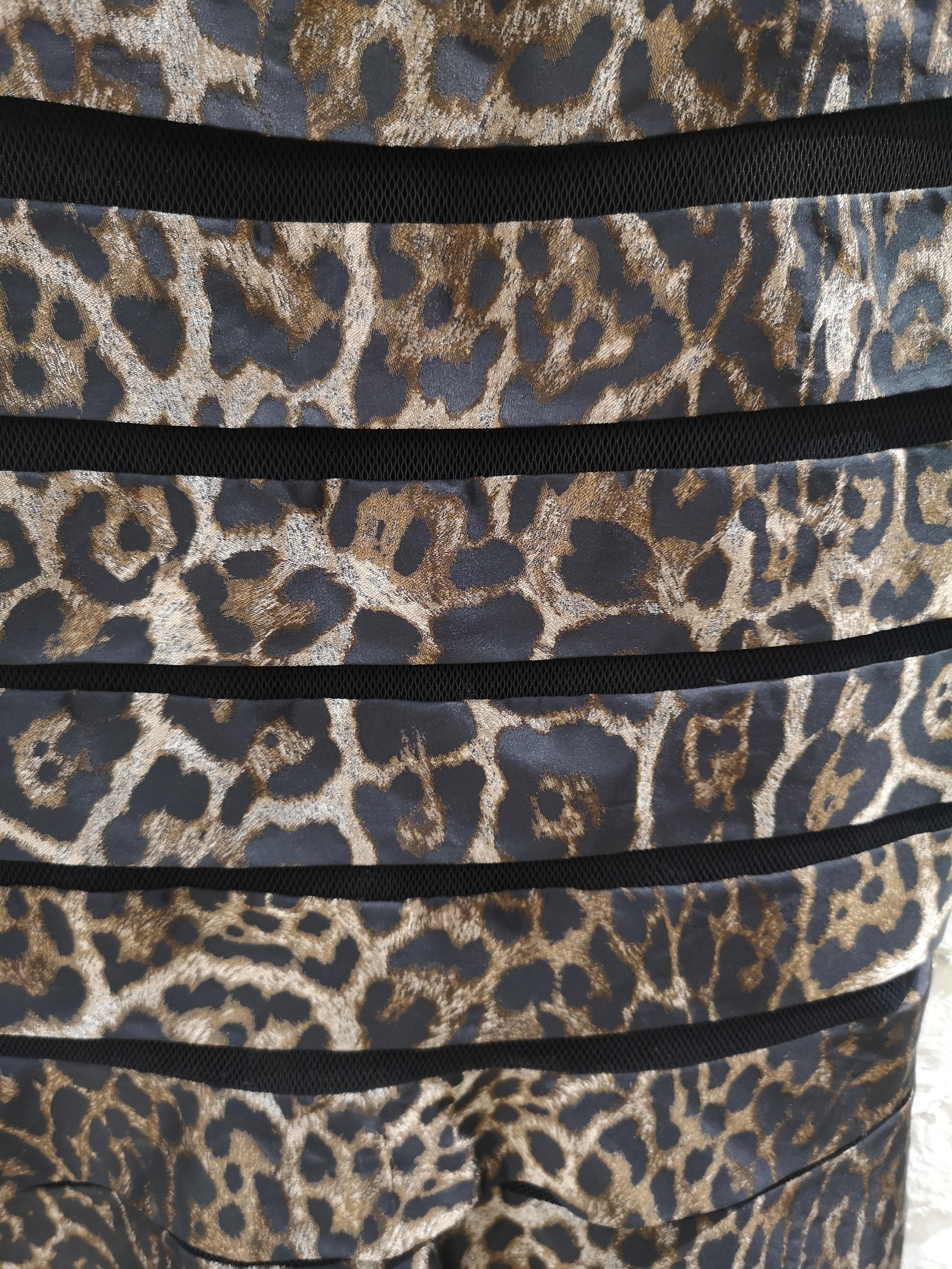 Black Gianfranco Ferrè cheetah see through skirt
