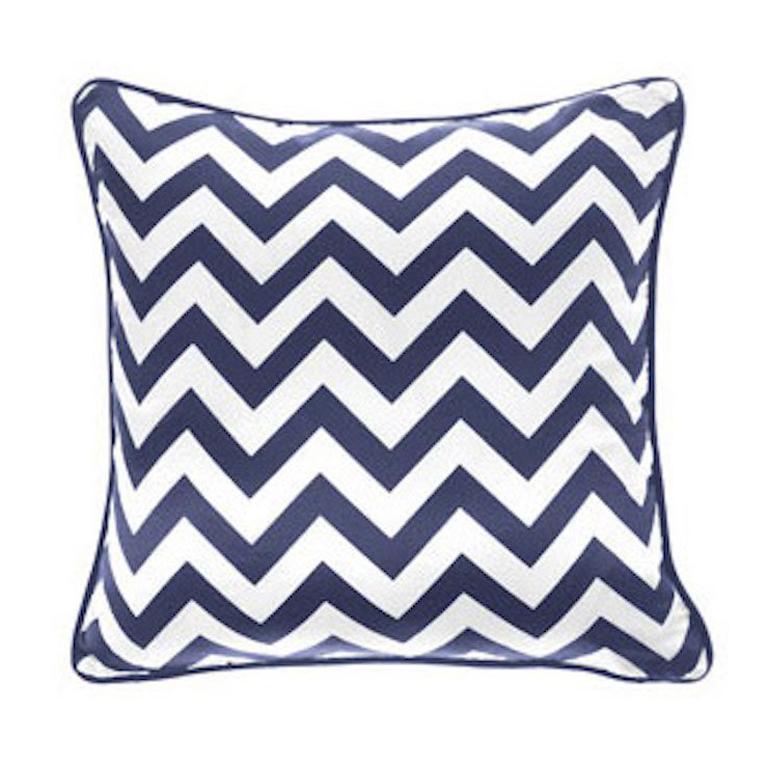 Gianfranco Ferré Chevron Large Pillow in Blue and White Stripes in Silk & Velvet For Sale