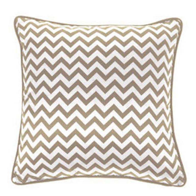 Gianfranco Ferré Chevron Medium Pillow in Beige & White Stripes in Silk & Velvet For Sale