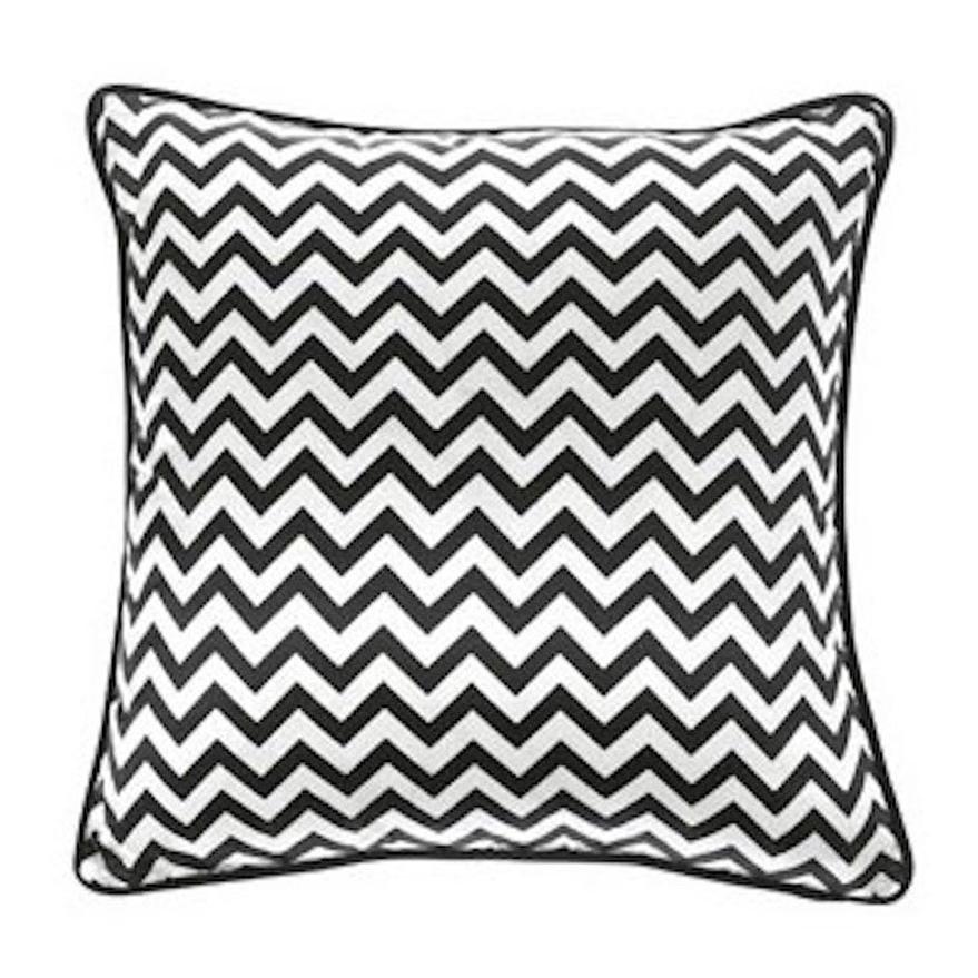 Gianfranco Ferré Chevron Medium Pillow in Black & White Stripes in Silk & Velvet For Sale