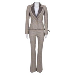 Gianfranco Ferre Chic Beige Wool Checked Suit - IT38/XS