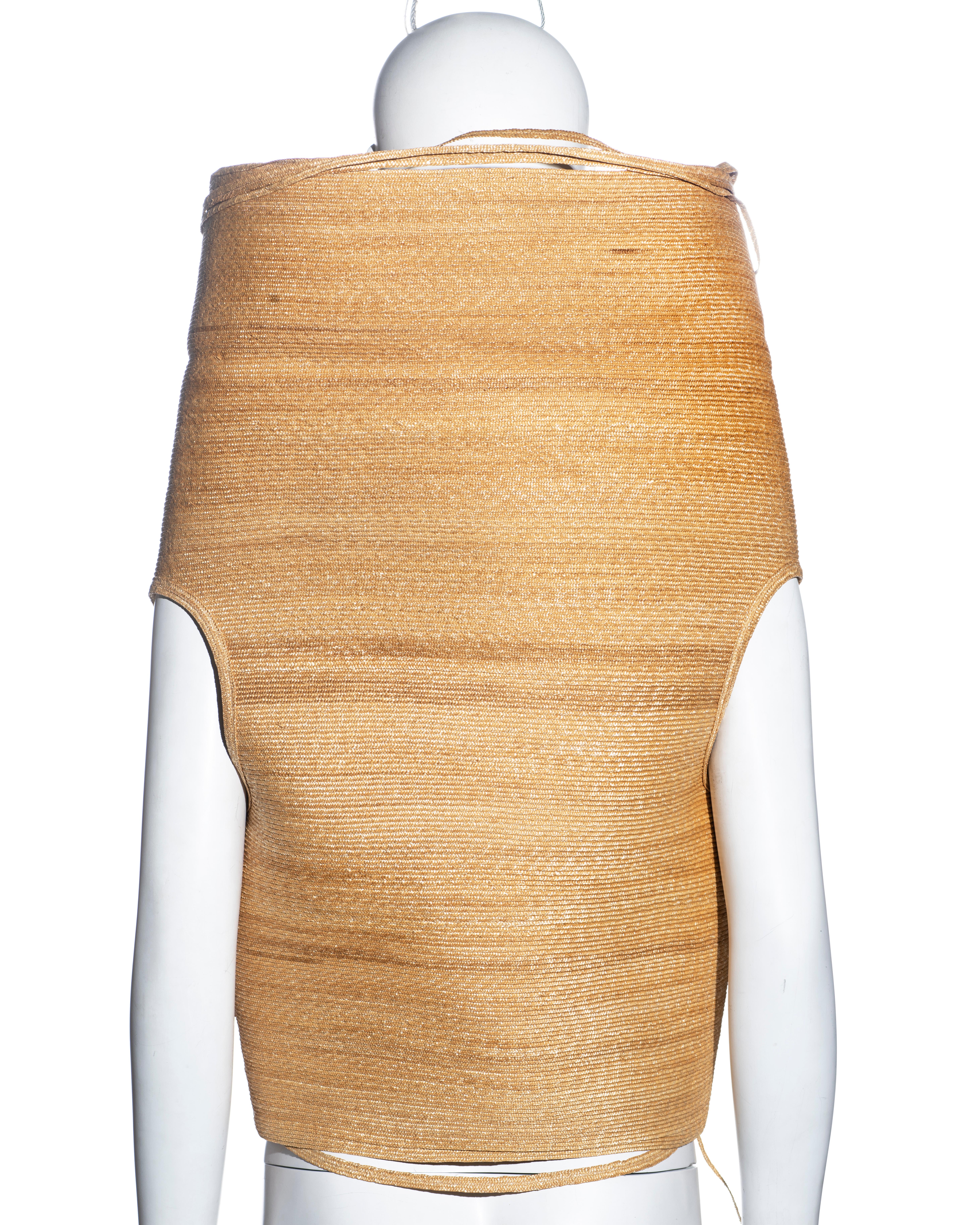 Gianfranco Ferre circular-cut straw sleeveless jacket, ss 2000 For Sale 8