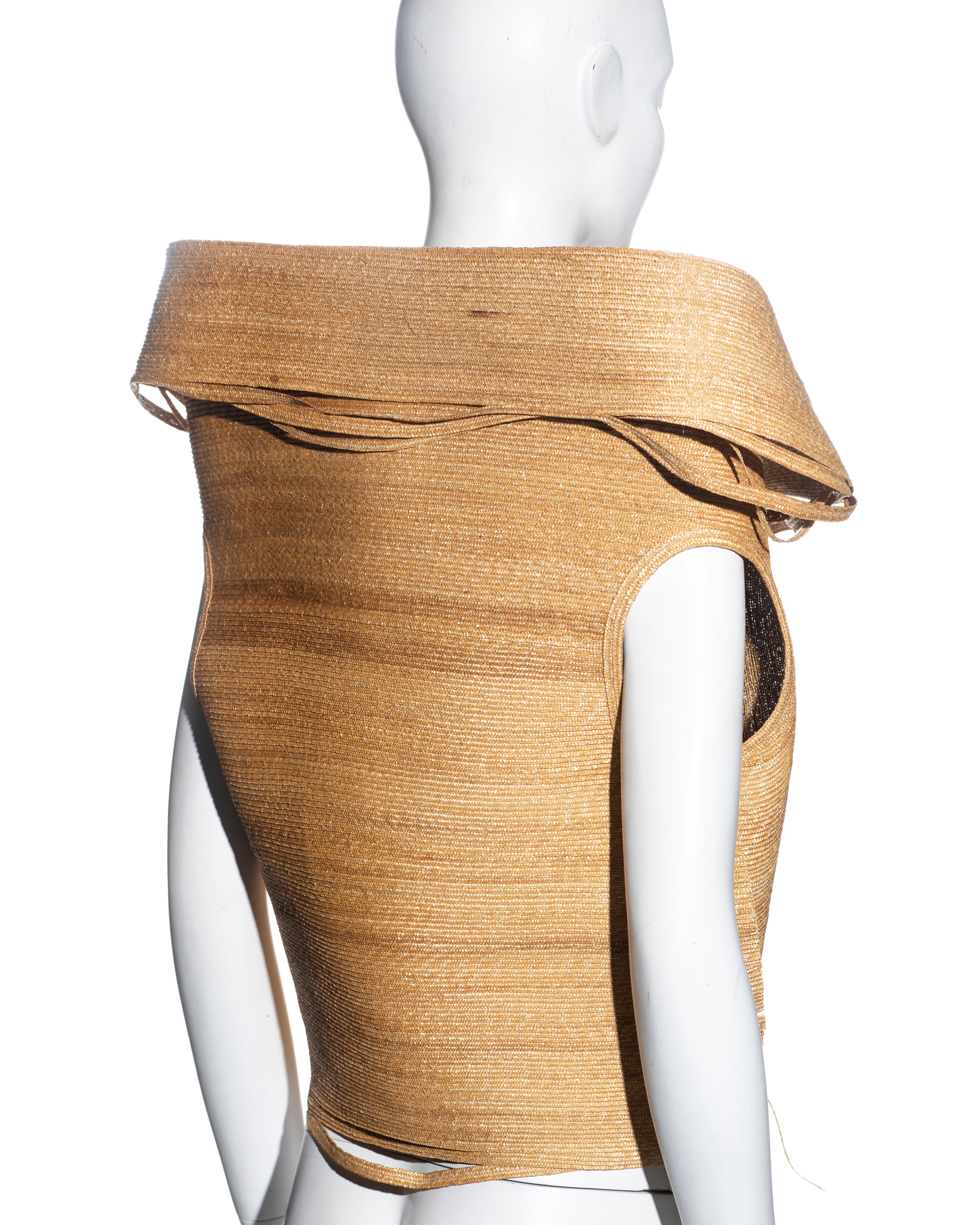 Gianfranco Ferre circular-cut straw sleeveless jacket, ss 2000 For Sale 9