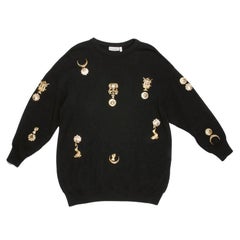 Gianfranco Ferre Collector Oversized Black Sweater With Jewelry