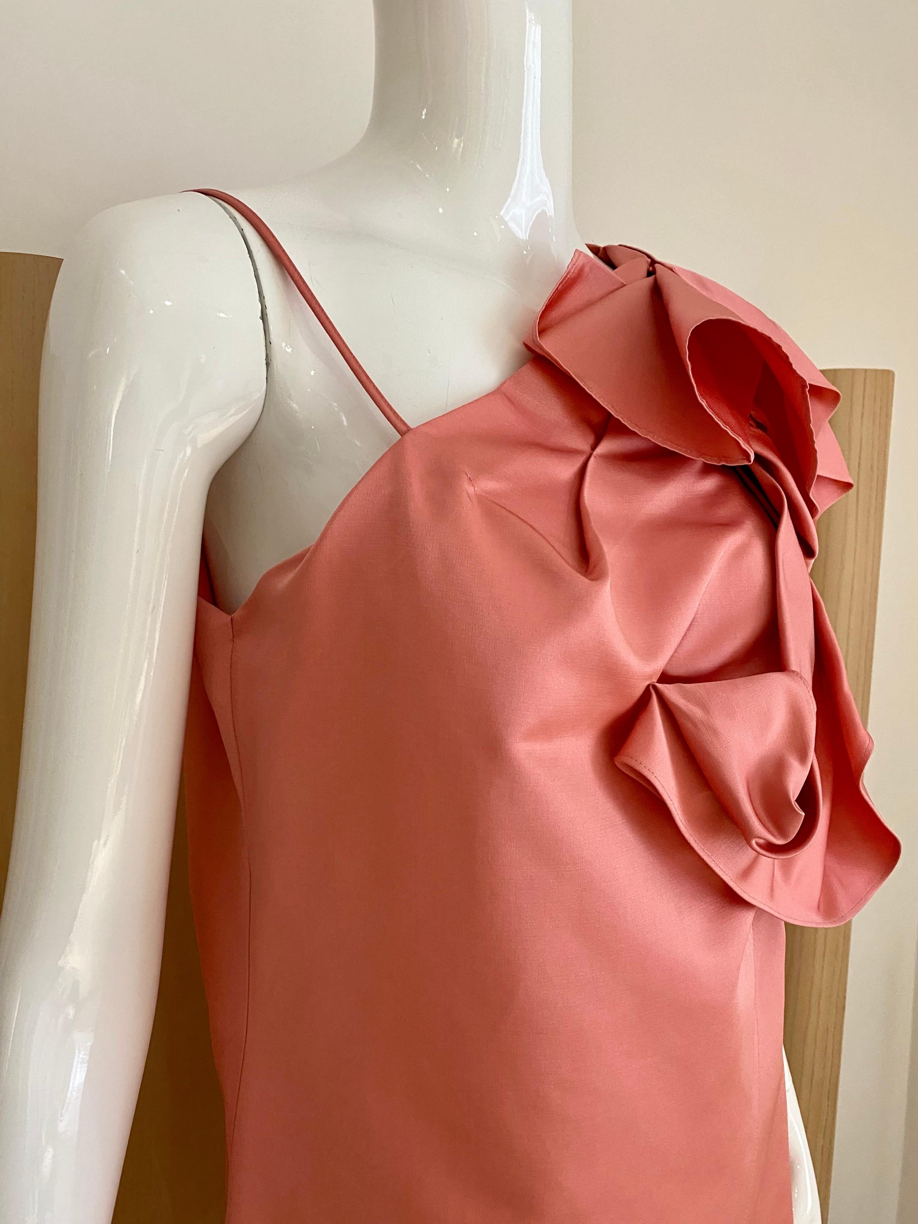 Pink Gianfranco Ferre Coral silk cocktail Dress For Sale