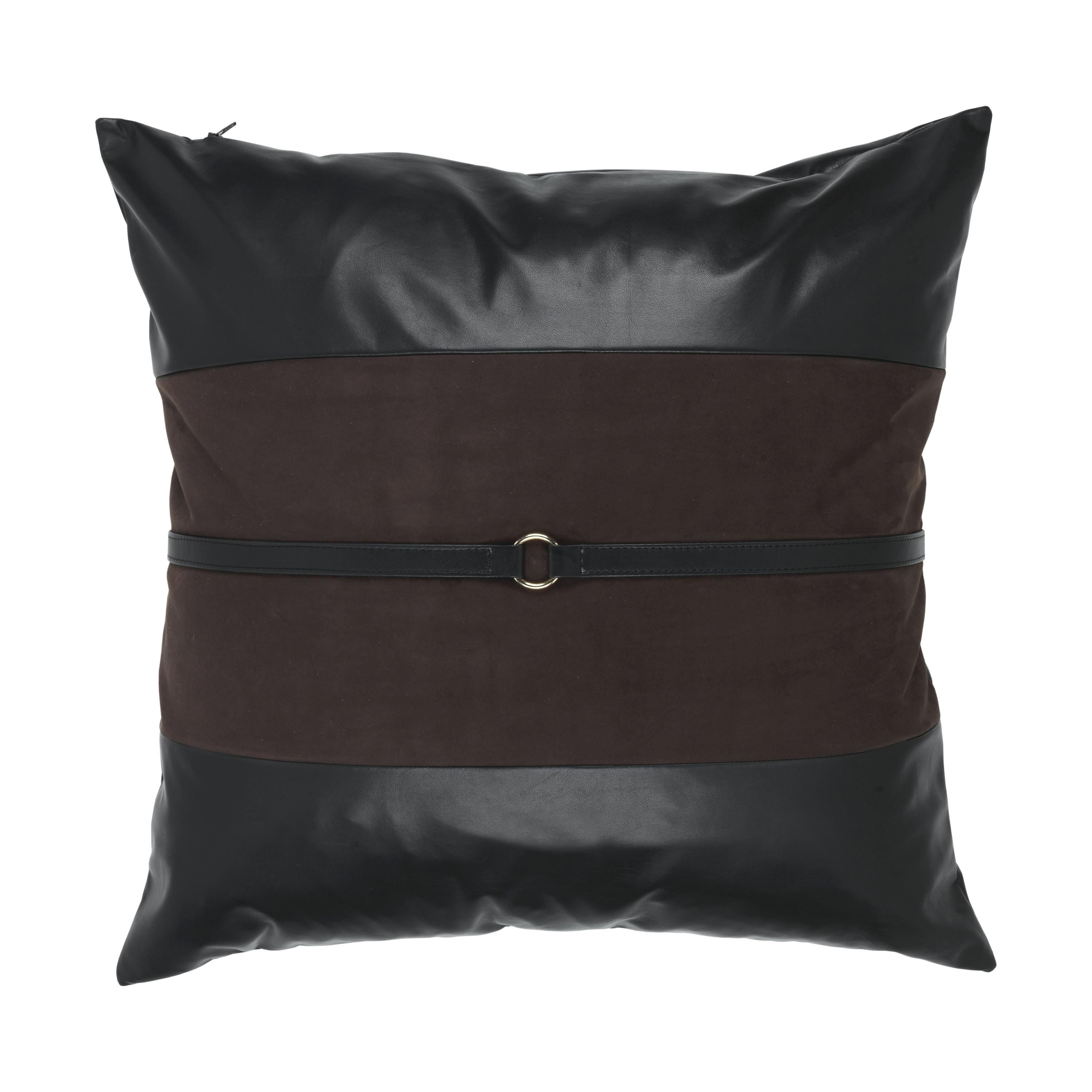 21st Century Coreen Dark Brown Cushion in Leather by Gianfranco Ferré Home For Sale