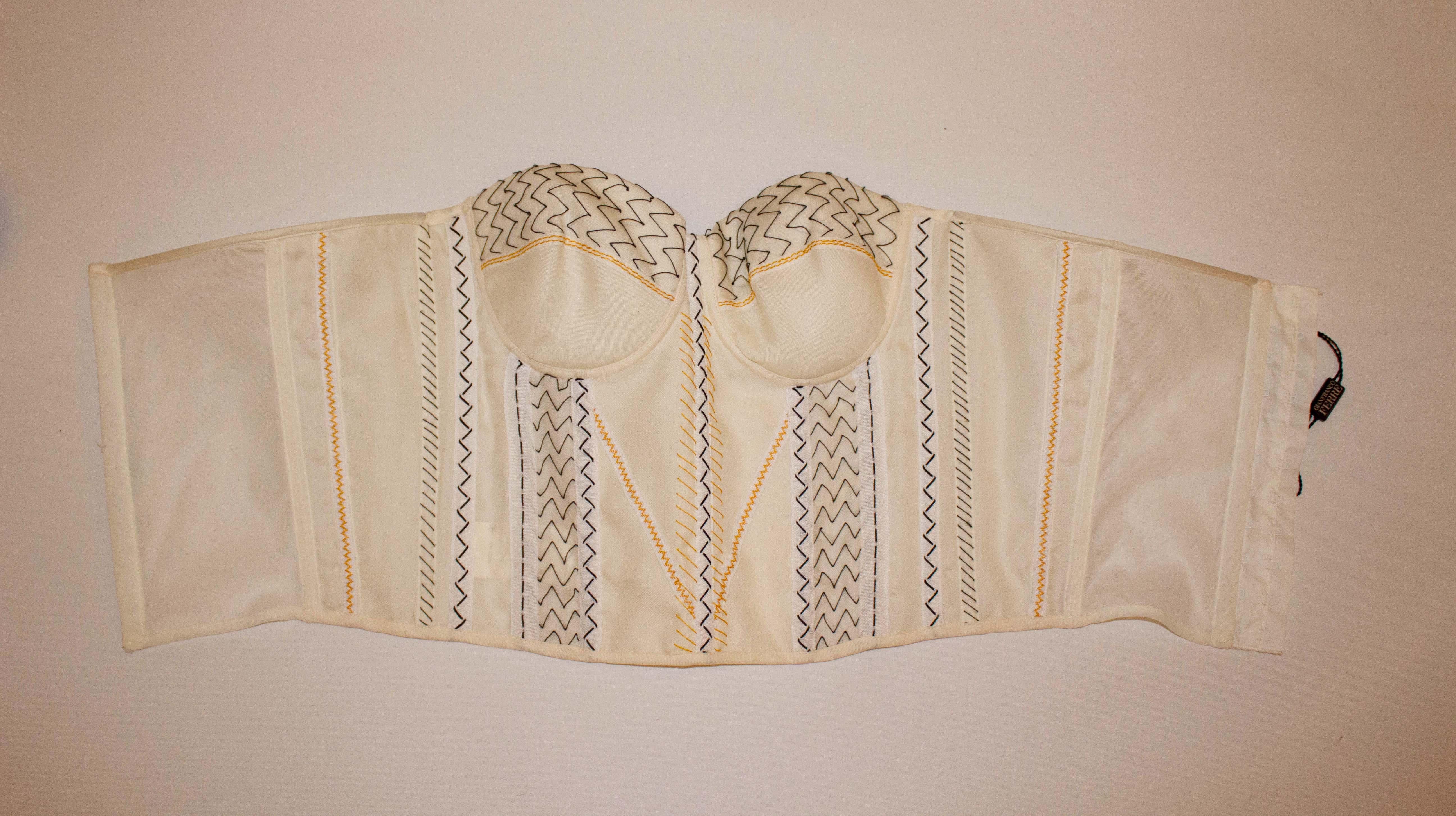 Beige GianFranco Ferre Corset Top with Pretty Stitching