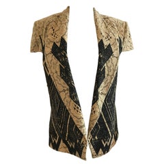 Gianfranco Ferre Cotton Laser-Cut Detail Cap Sleeve Jacket