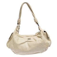 Gianfranco Ferre Cream Leather Side Pocket Shoulder Bag