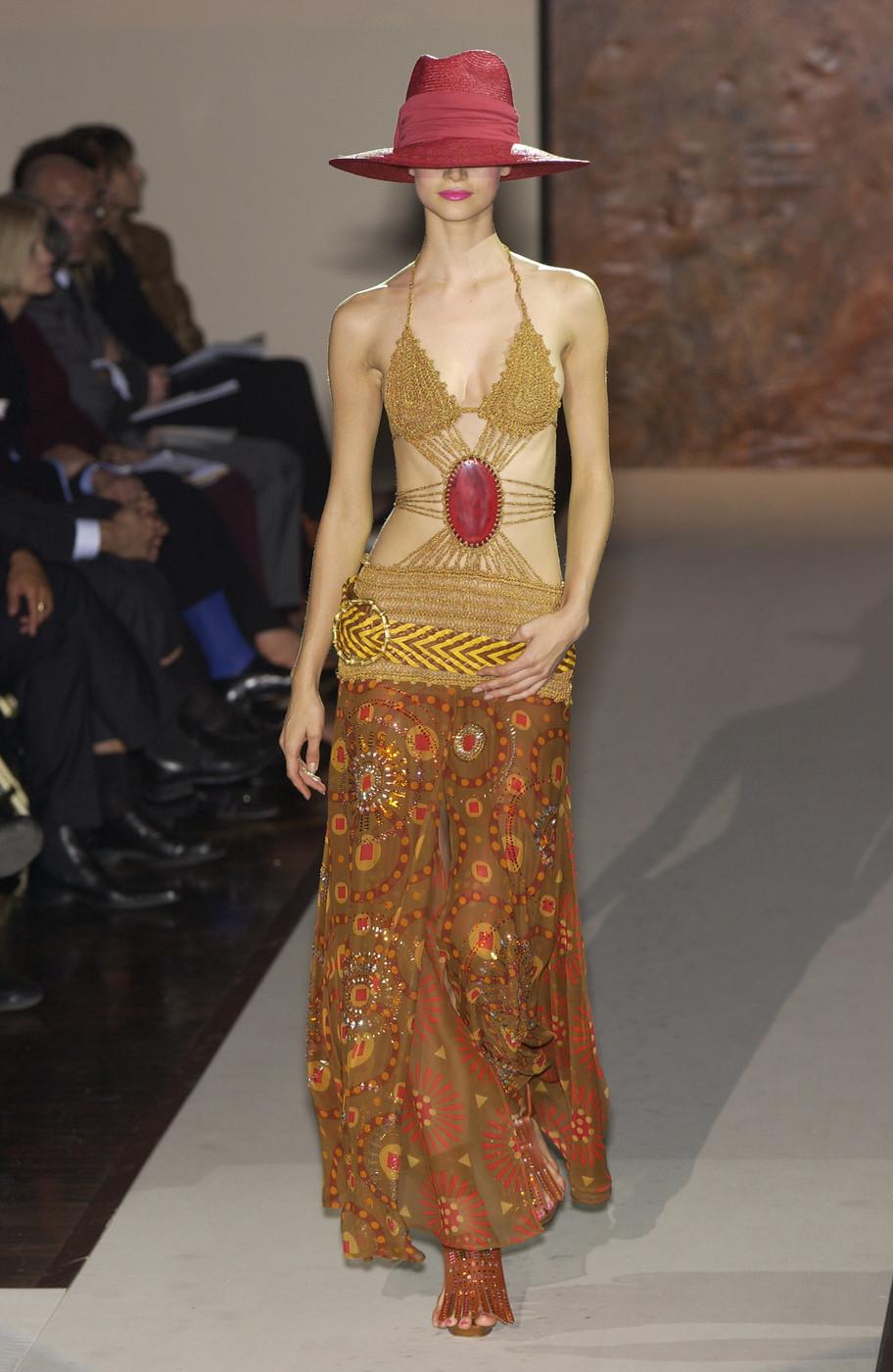 Gianfranco Ferre crochet maxi dress with jewelled silk skirt, ss 2004 1