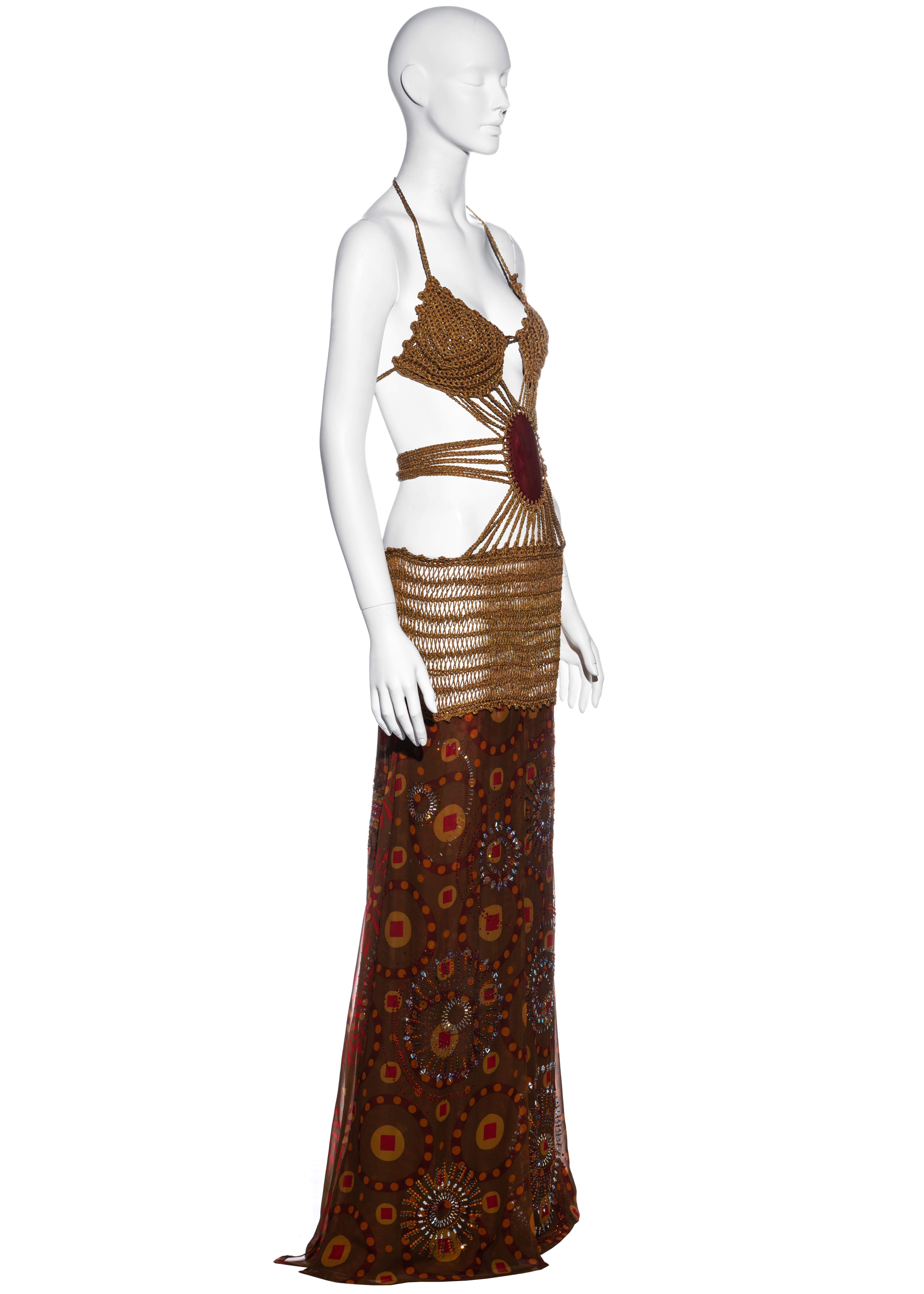 Gianfranco Ferre crochet maxi dress with jewelled silk skirt, ss 2004 3