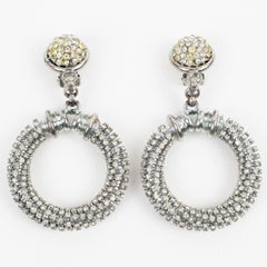 Gianfranco Ferre Crystal Jeweled Clip Earrings